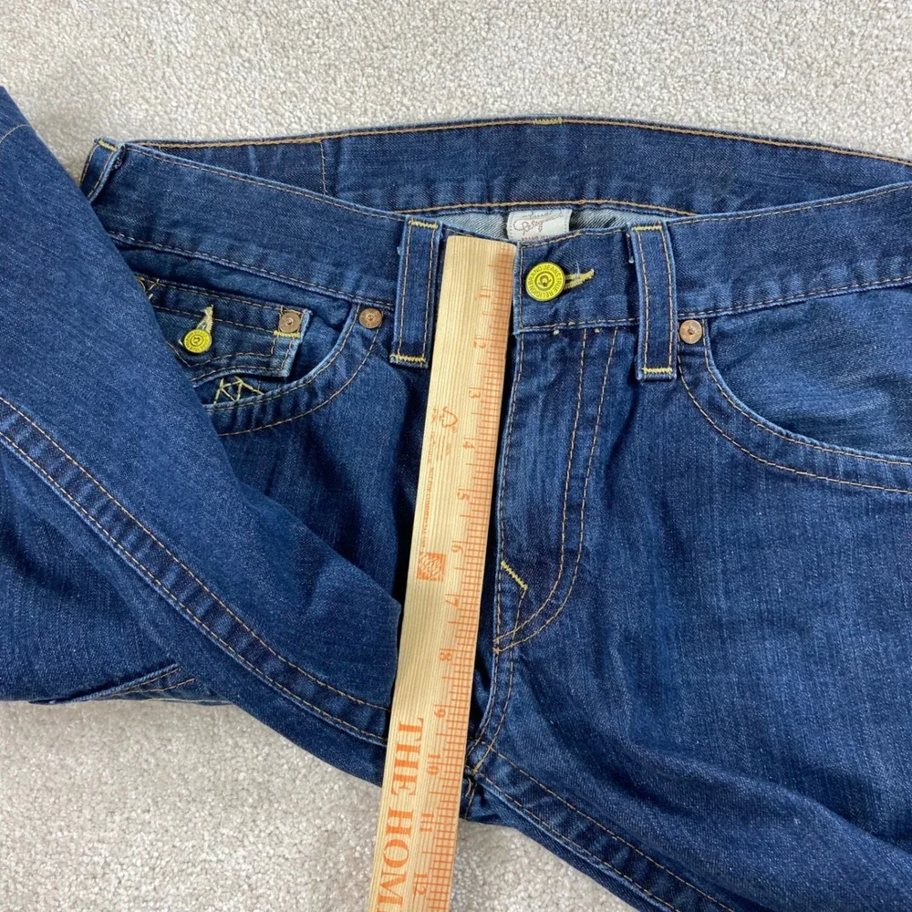 True Religion Denim Shorts Mens 34 (Fits 36) Blue Contrast Stitch Made in USA